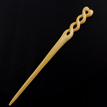 CrystalMood Handmade Carved Wood Hair Stick Twist 6.1" Boxwood